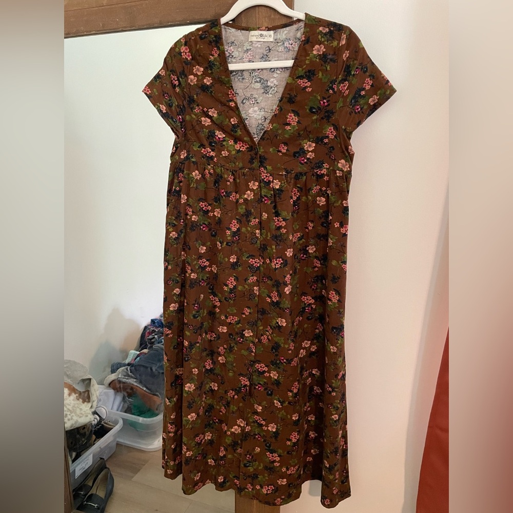 Natural Life 100% cotton corduroy-feel midi dress with pockets